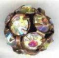 1 12mm Round Antique Copper with Crystal AB Rhinestones
